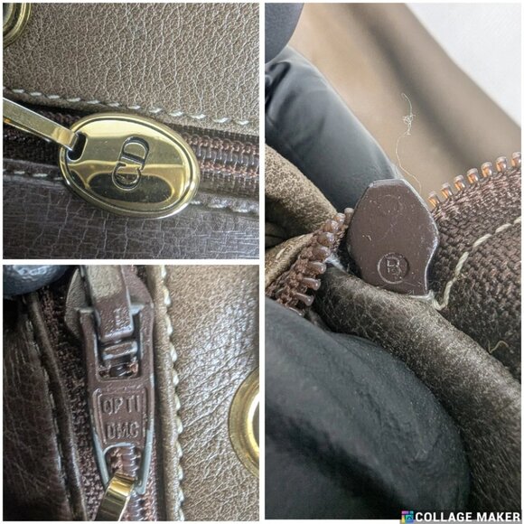 Christian Dior CD Logo Leather Large Shoulder Bag Brown Made in France - Picture 6 of 14